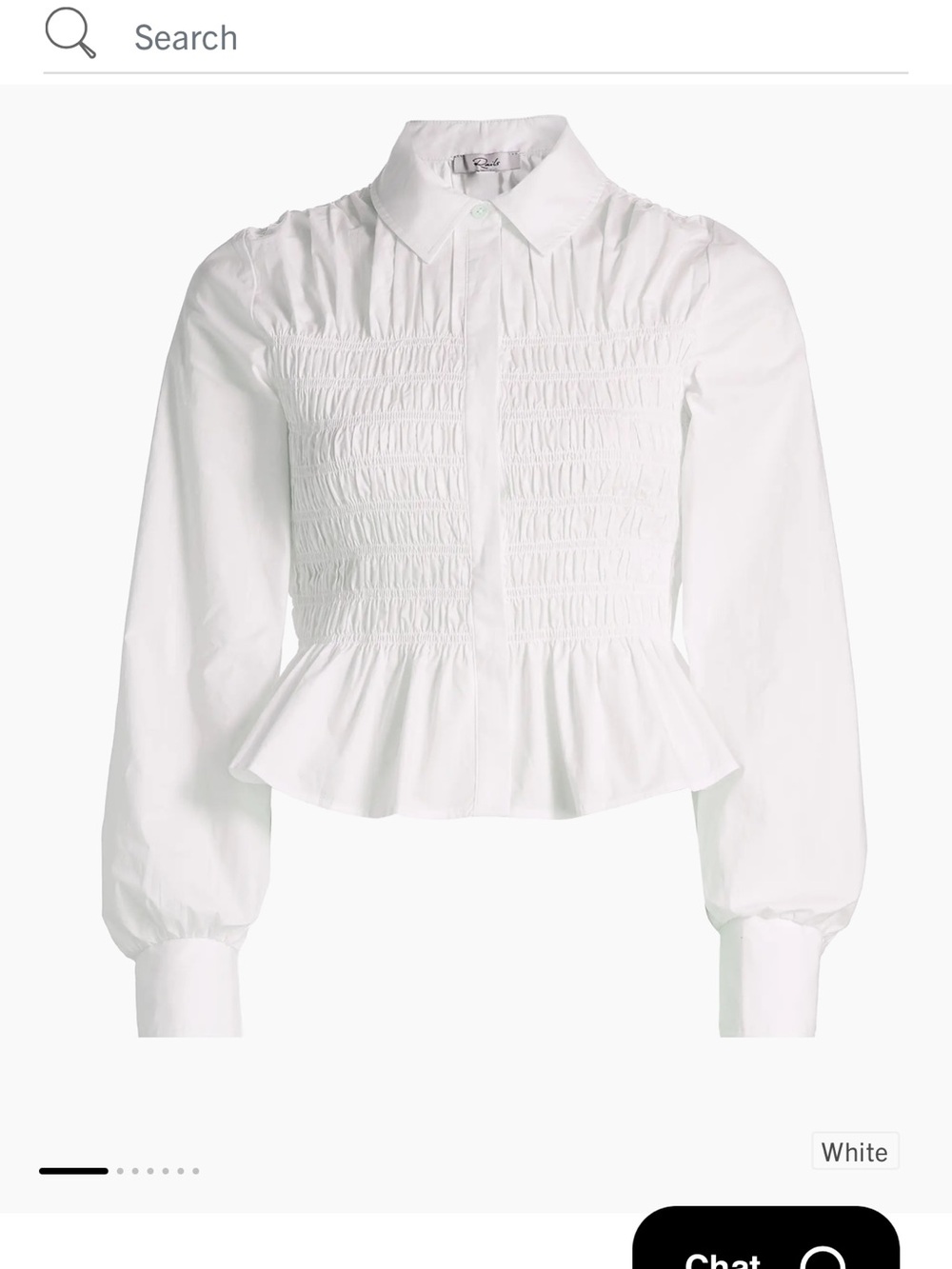 Rails White Smocked Button-Front Collared Shirt
